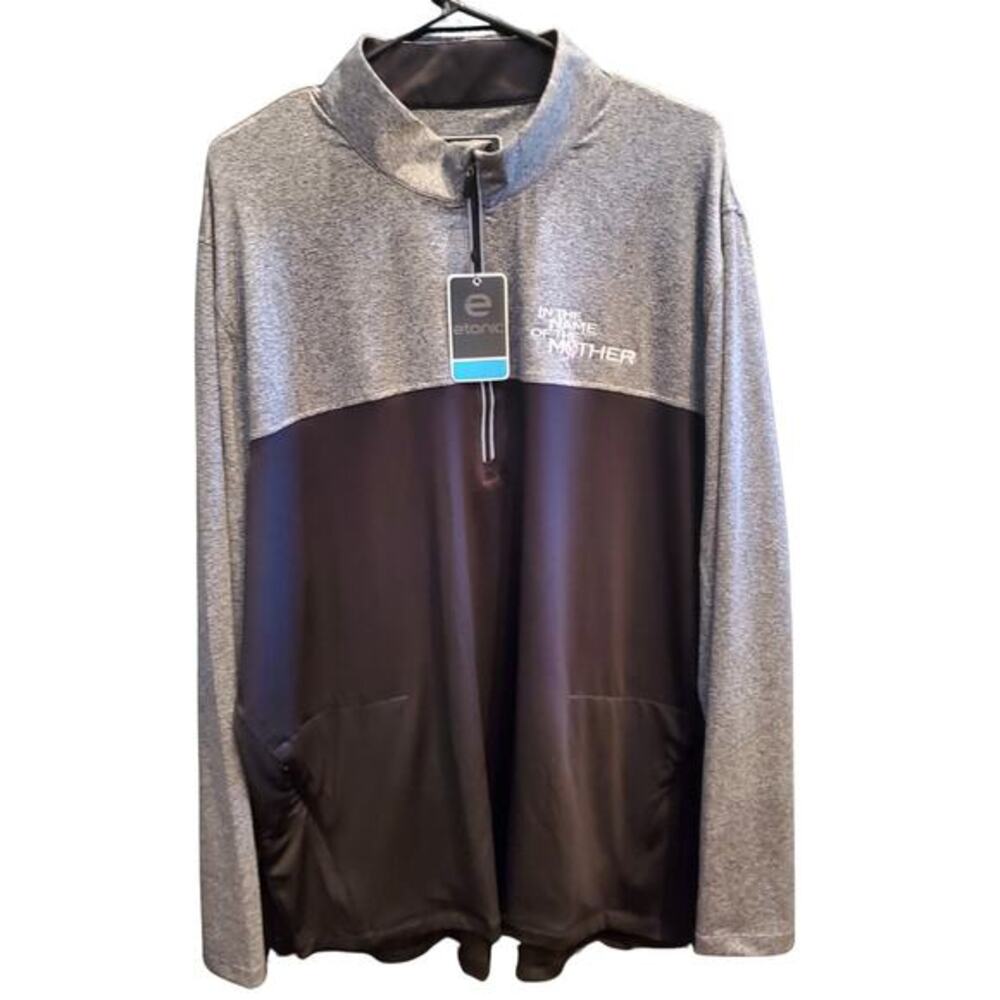 Etonic‎ Polo Men Sz 2X Black Gray Long Sleeve Stretch In The Name Of The Mother